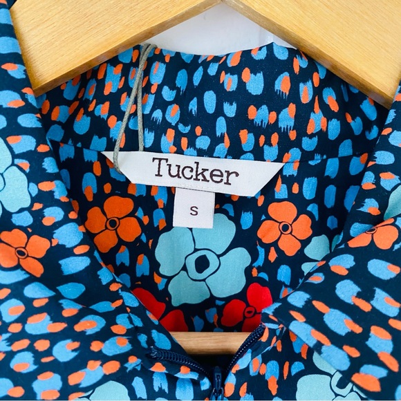 Tucker Blue and Red Floral Allyson Midi Dress - Picture 4 of 8